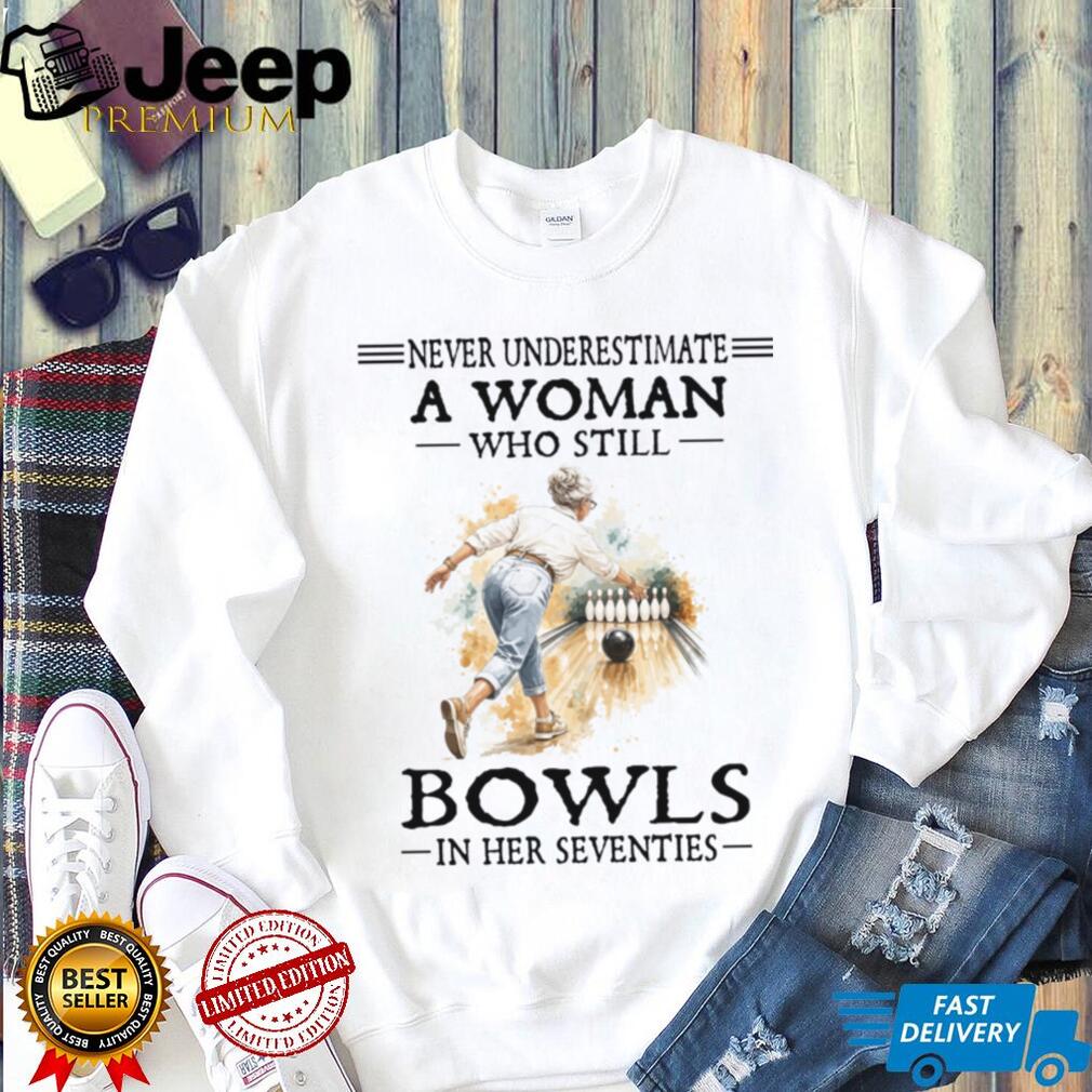 Senior Woman Bowls In Her Seventies Retro Bowler Gift Shirt