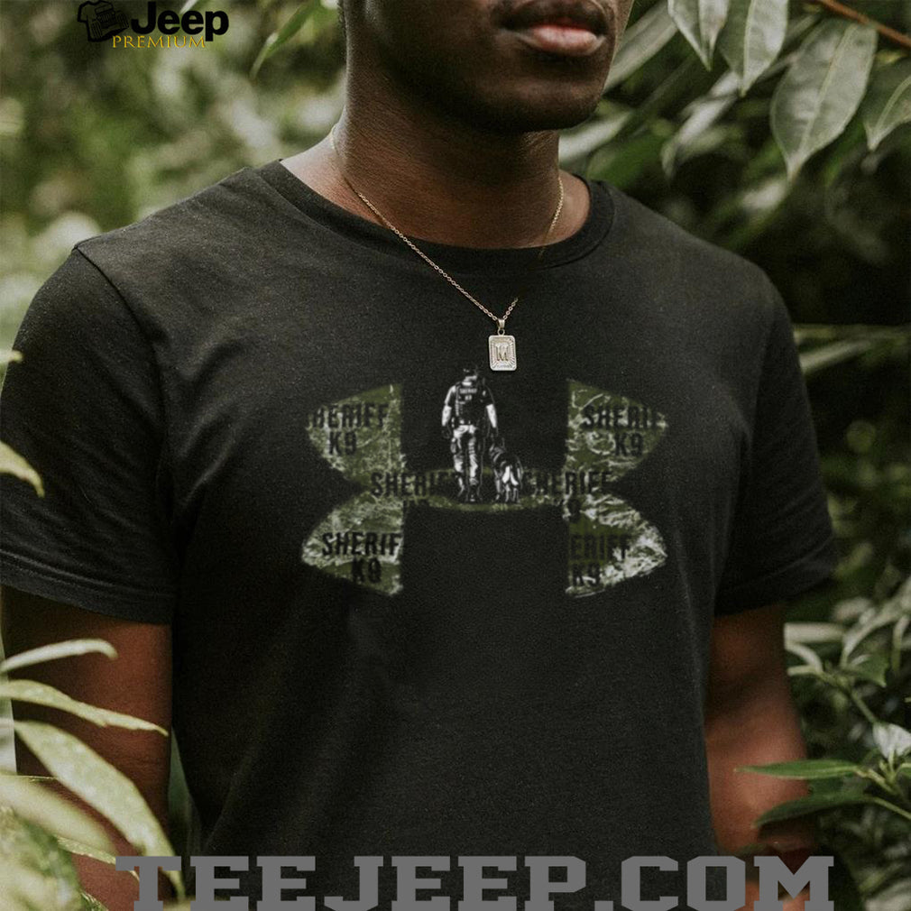 Sheriff K9 Handler and Police Dog Camouflage Shield T Shirt