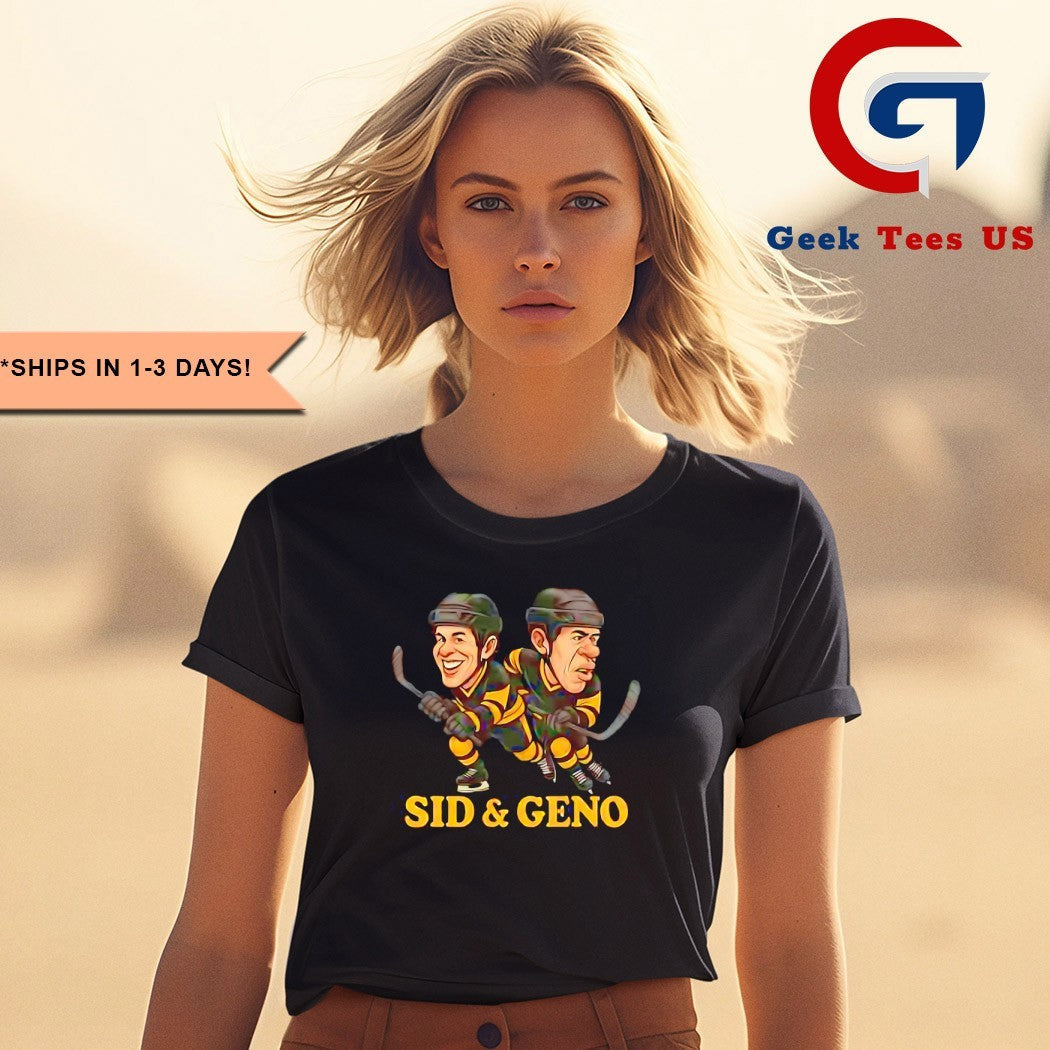 Sidney Crosby and Evgeni Malkin Sid & Geno Hockey caricatures T-shirt