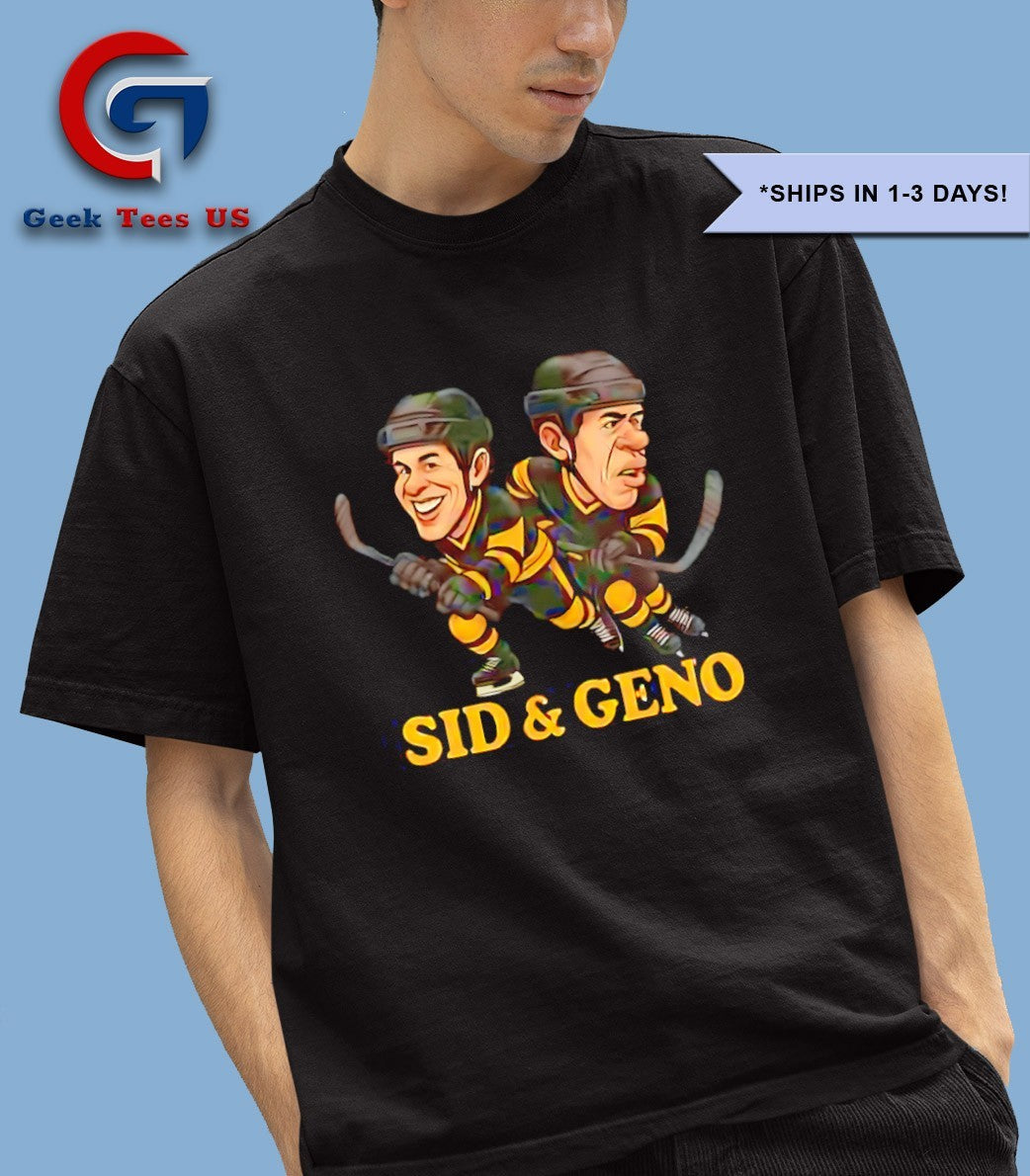 Sidney Crosby and Evgeni Malkin Sid & Geno Hockey caricatures T-shirt