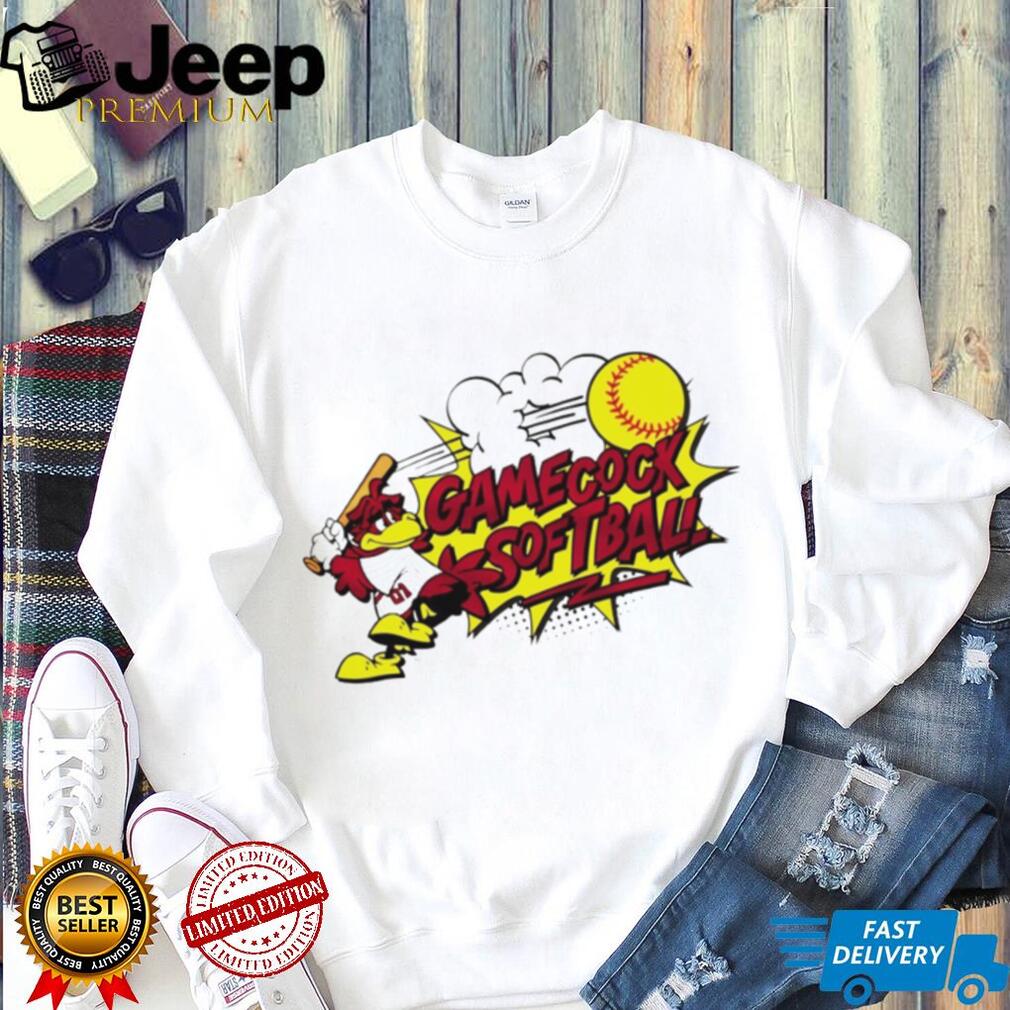 South Carolina Gamecocks Softball Cocky Mascot Cartoon T Shirt