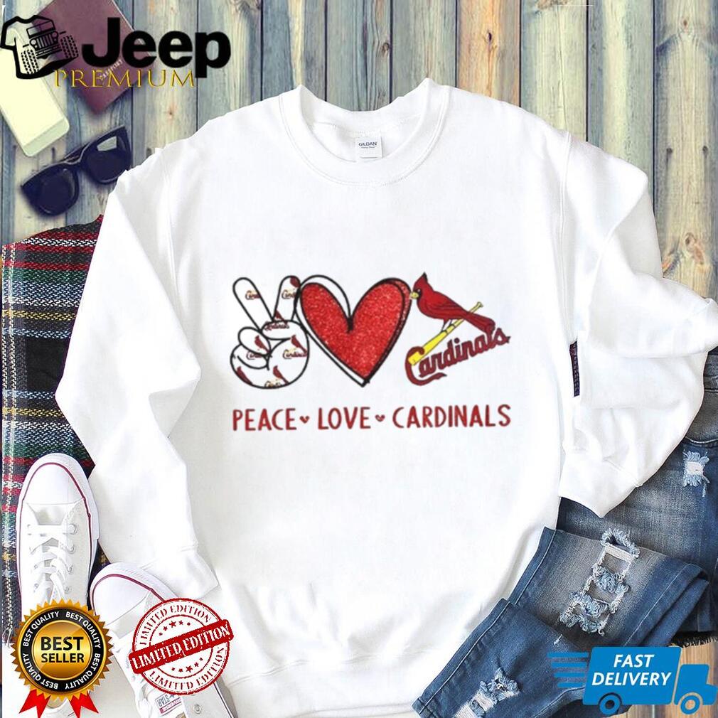 St. Louis Cardinals Peace Love Cardinals Baseball Fan T Shirt