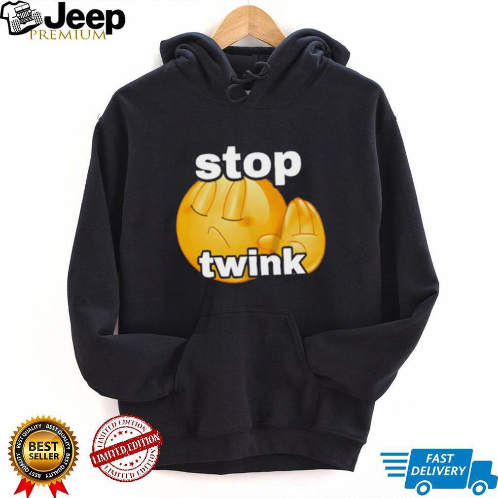 Stop Twink Funny Emoji Meme Graphic Black Cotton T Shirt