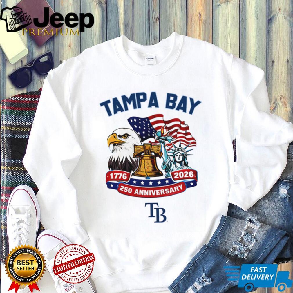 Tampa Bay Rays 250th Anniversary 1776 2026 Custom Baseball Jersey T Shirt Patriotic Liberty Bell & Eagle Design