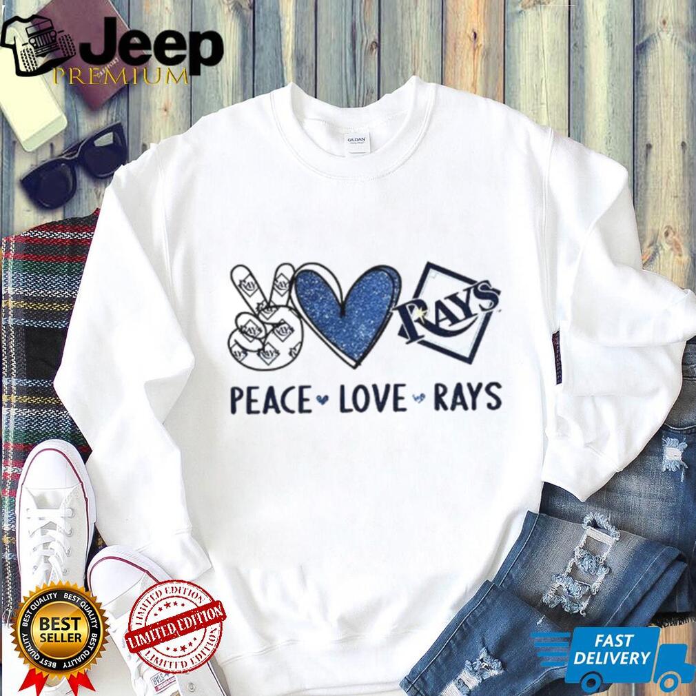 Tampa Bay Rays Peace Love Rays Baseball Glitter Graphic T Shirt