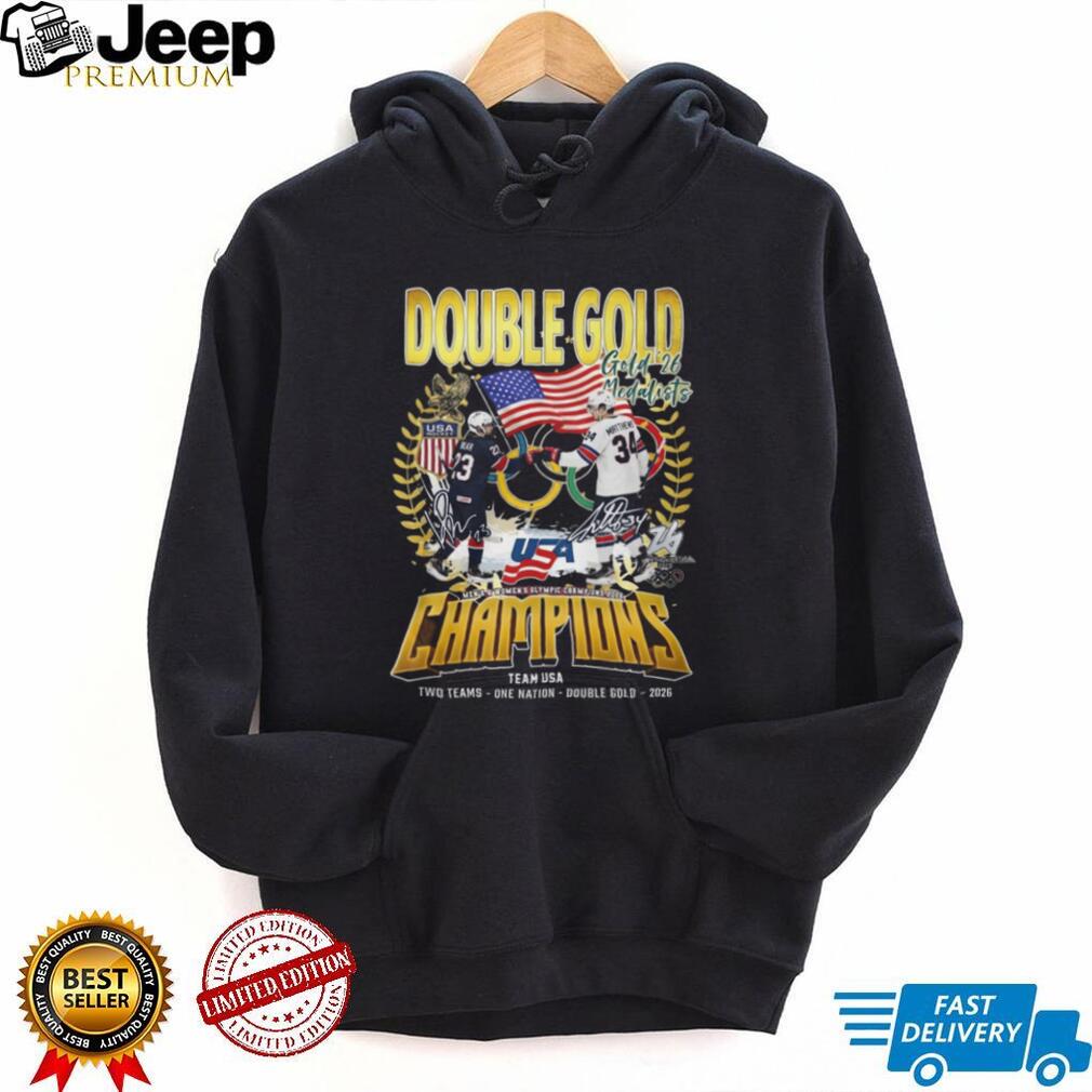 Team USA Ice Hockey 2026 Milano Cortina Double Gold Champions T Shirt