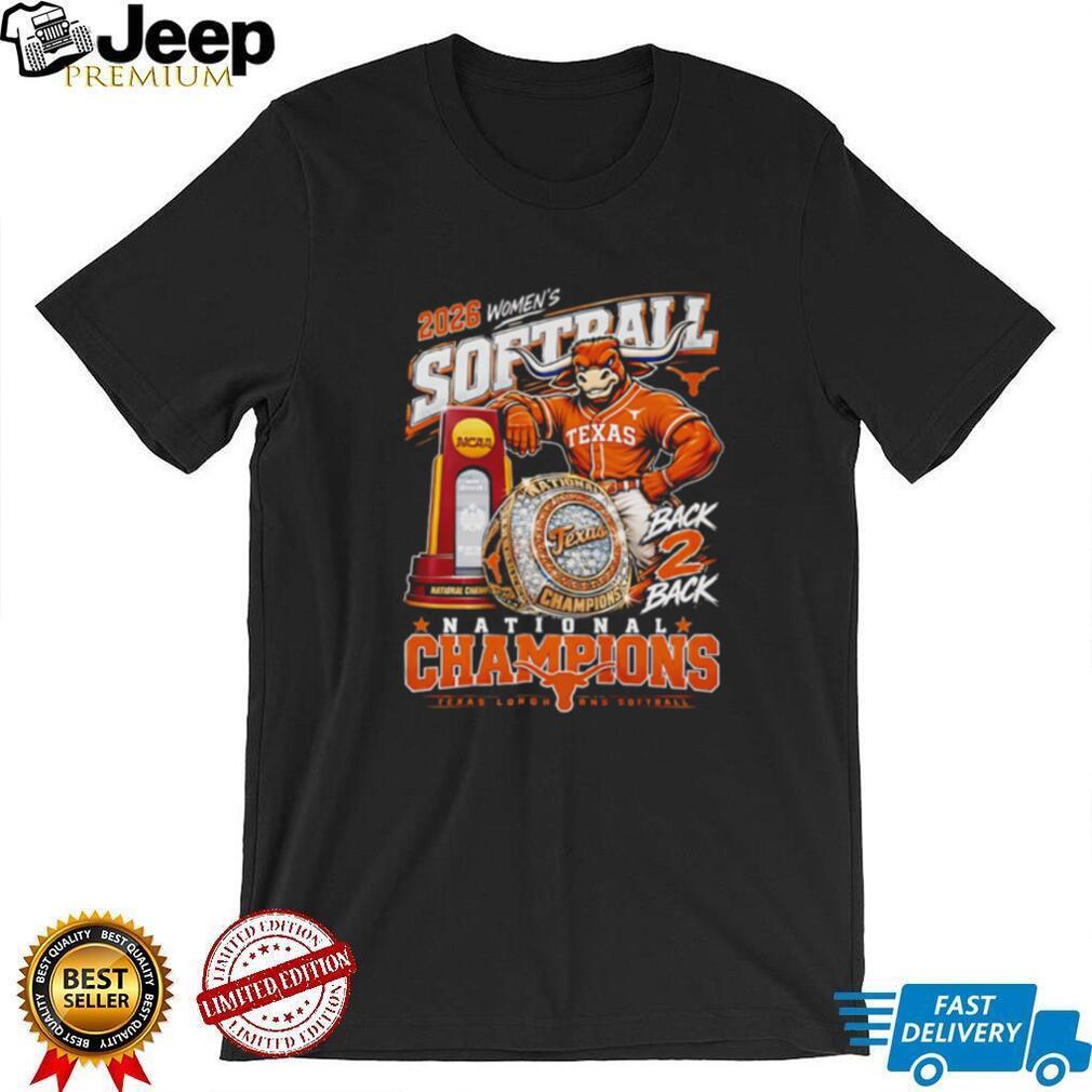 Texas Longhorns 2026 Women’s Softball back 2 back National Champions mascot shirt