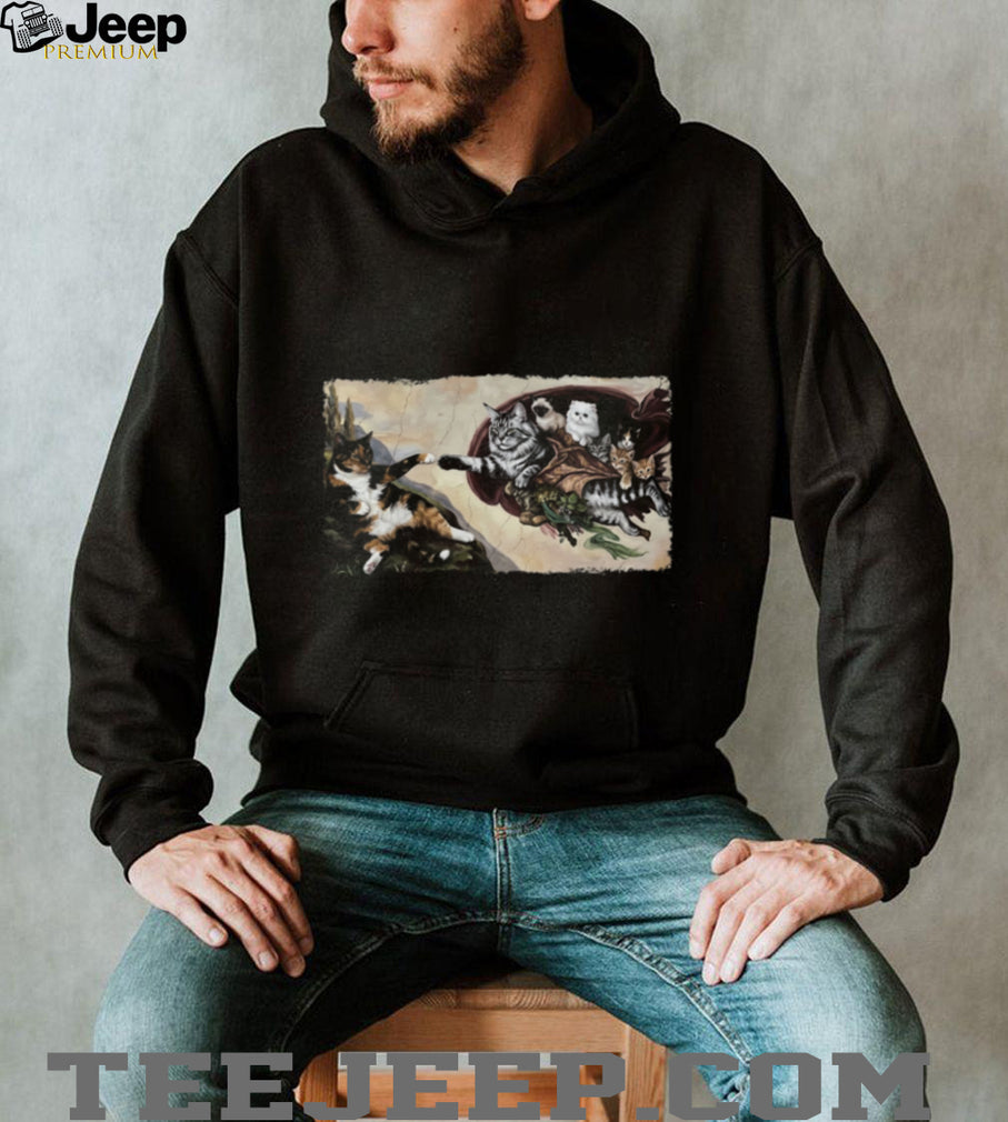 The Creation of Adam Cats Parody Renaissance Art T Shirt