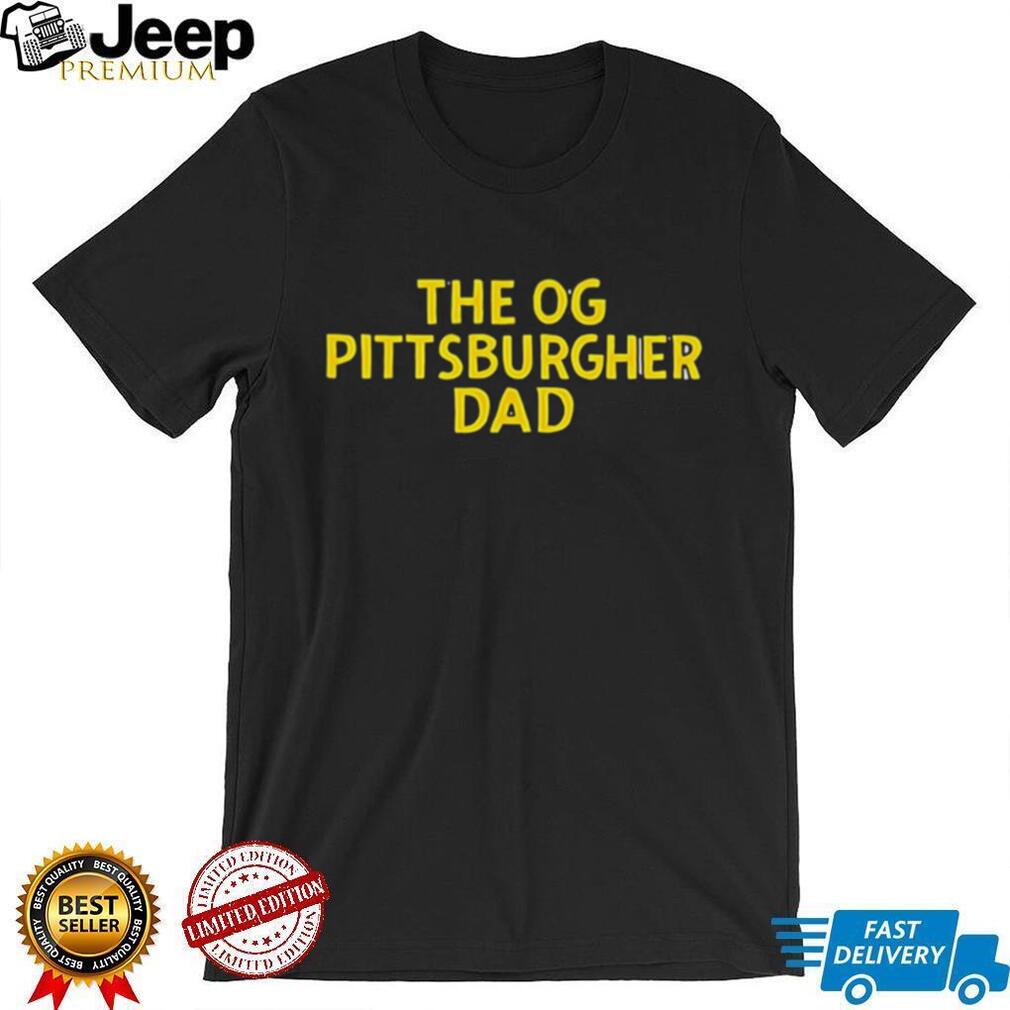 The OG Pittsburgher Dad Yellow Text Graphic T Shirt