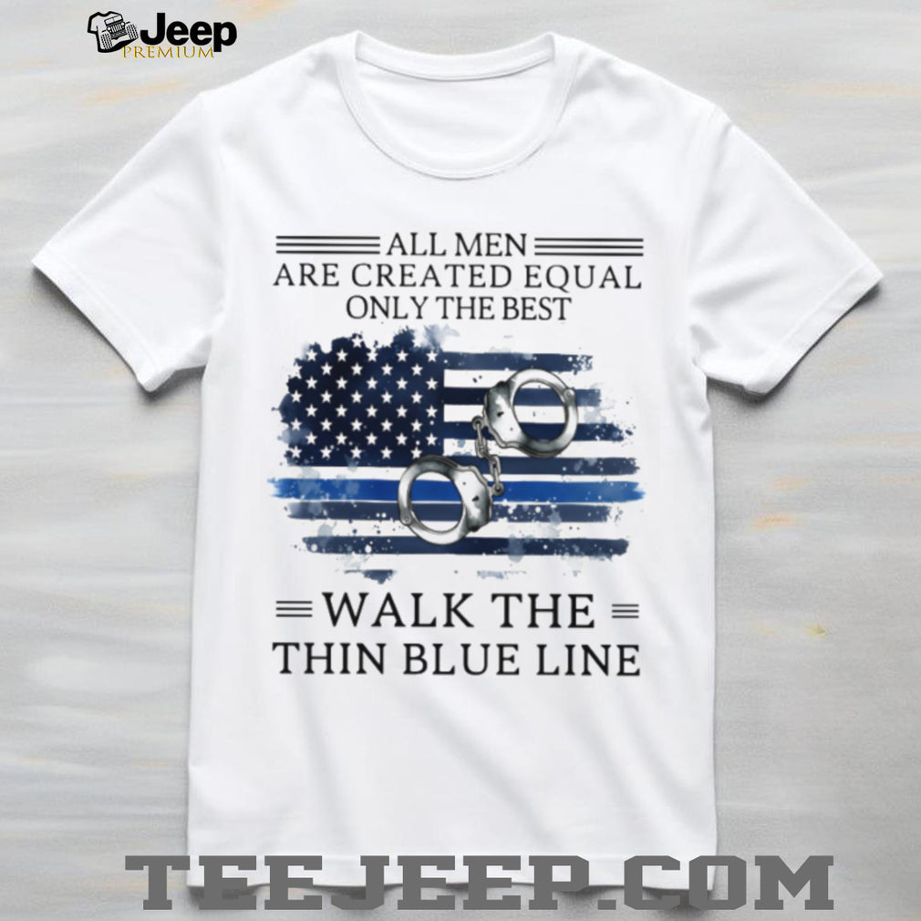 Thin Blue Line American Flag Handcuffs T shirt Police Pride Shirt