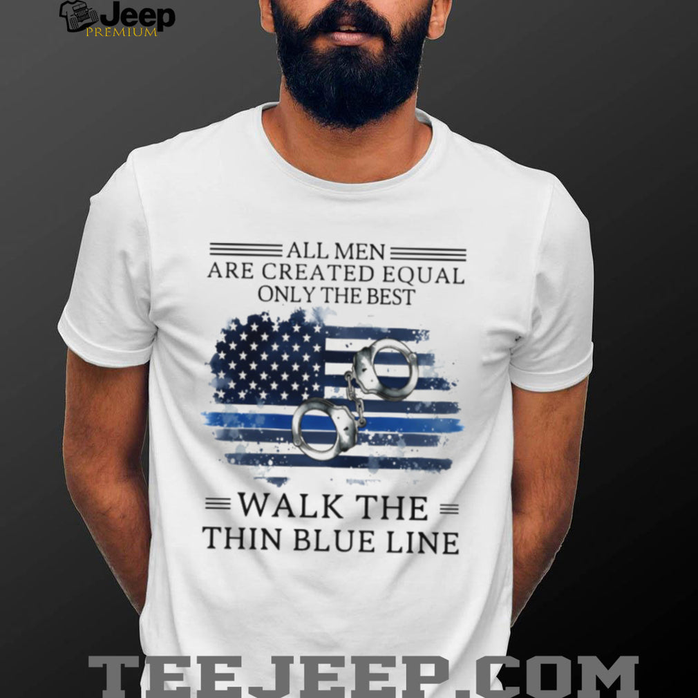 Thin Blue Line American Flag Handcuffs T shirt Police Pride Shirt