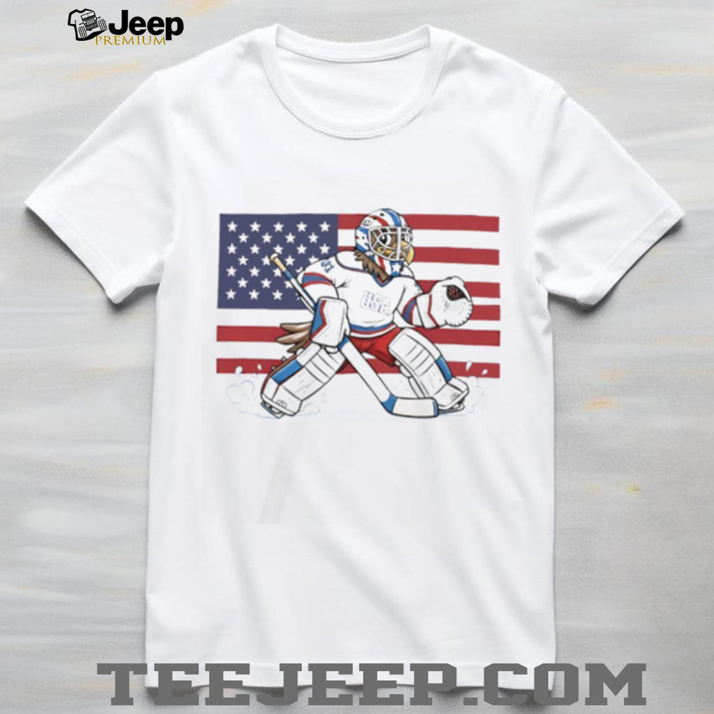 USA Eagle Goalie Hockey Patriot American Flag T Shirt