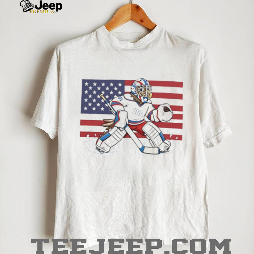 USA Eagle Goalie Hockey Patriot American Flag T Shirt
