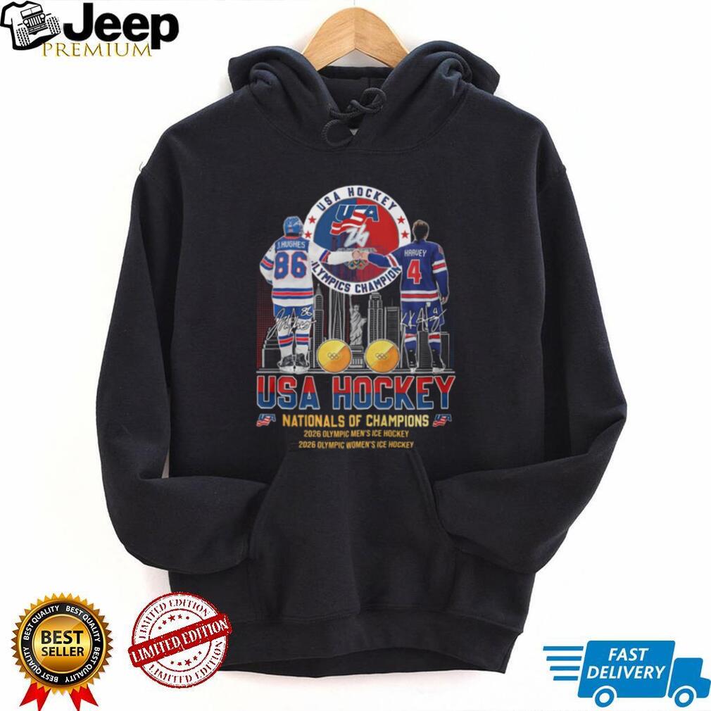 USA Hockey 2026 Olympic Nationals of Champions Hughes & Harvey T Shirt