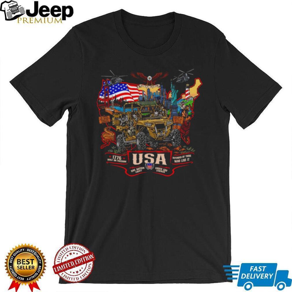 USA Patriotic 1776 Built On Freedom Off Road Adventure Military Graphic T Shirt