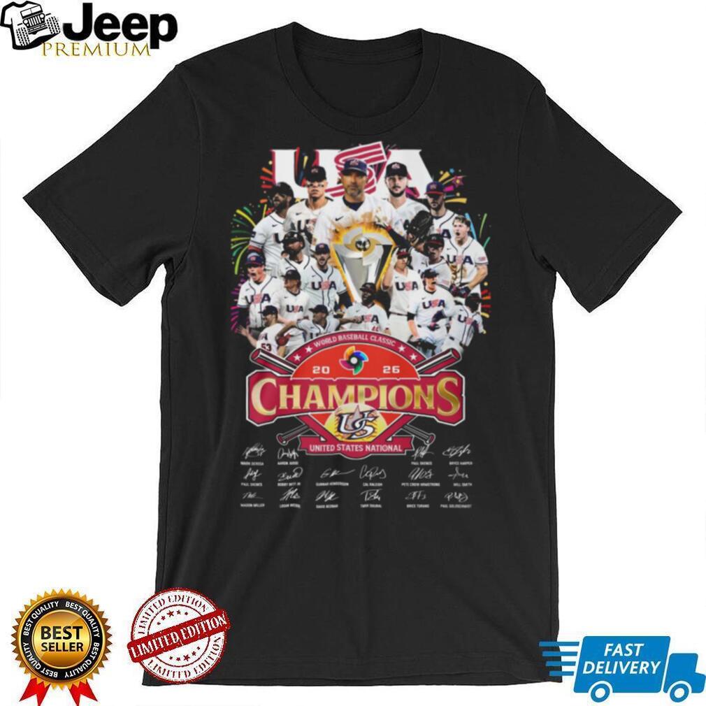 United States National Team 2026 World Baseball Classic Champions Signatures T Shirt
