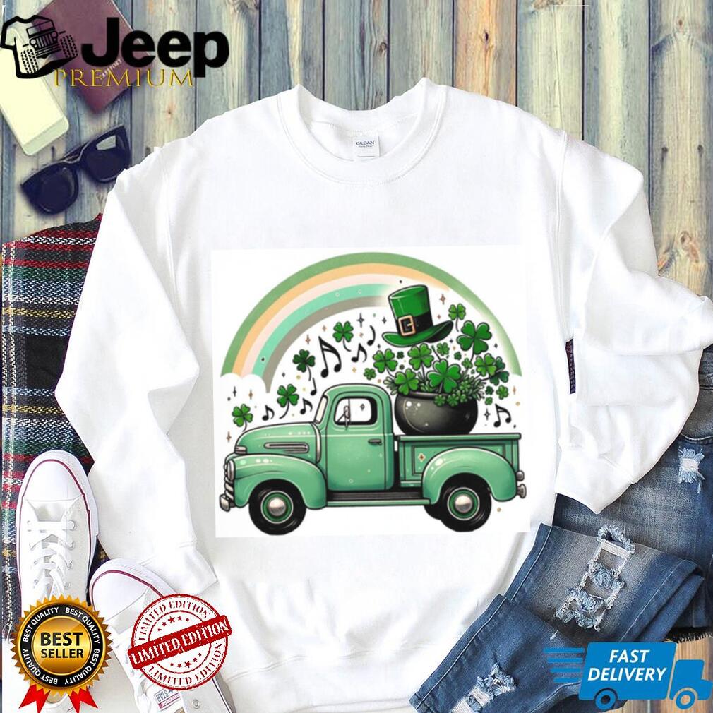 Vintage Green Pickup Truck with Pot of Gold and Shamrocks T Shirt