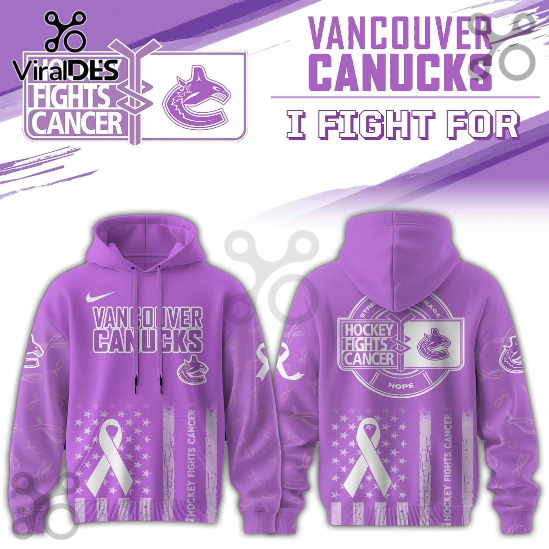 Anaheim Ducks Hockey Fights Cancer Purple Ribbon Hoodie