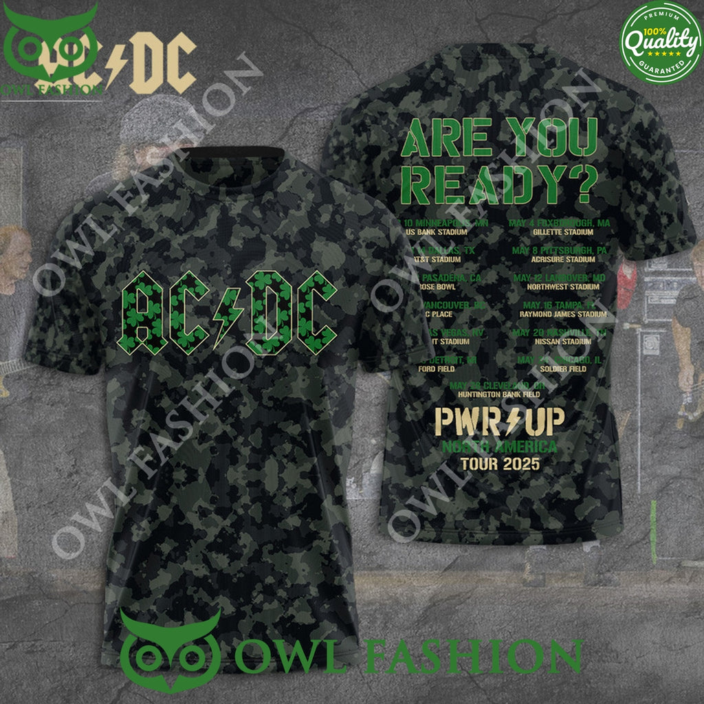 Are you ready for ACDC PWR Up North America Tour 2025 camouflage t shirt