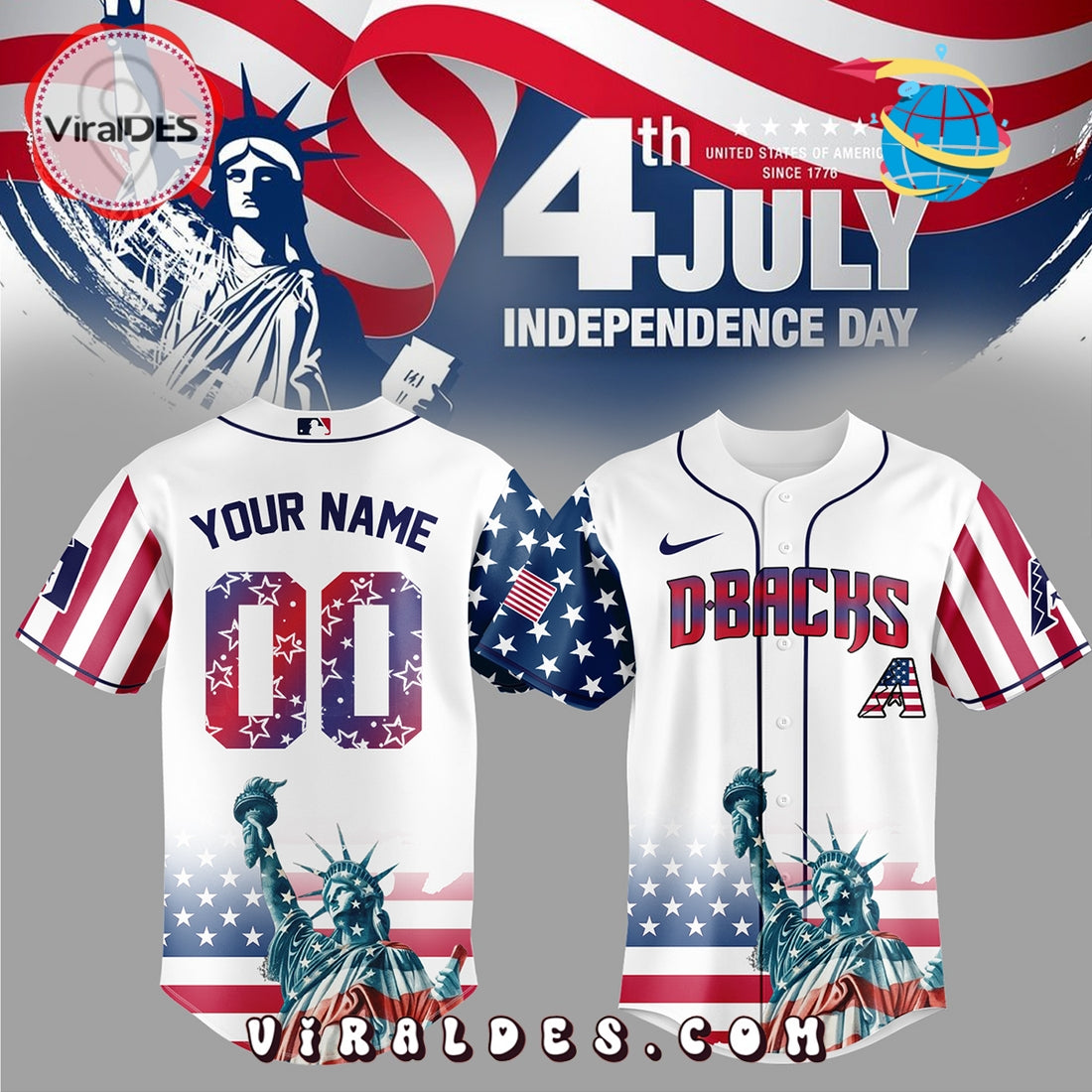 Arizona Diamondbacks Custom Independence Day Baseball Jersey
