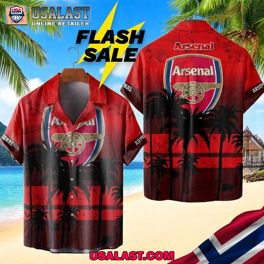 Arsenal Coconut Tree Style Hawaiian Shirt