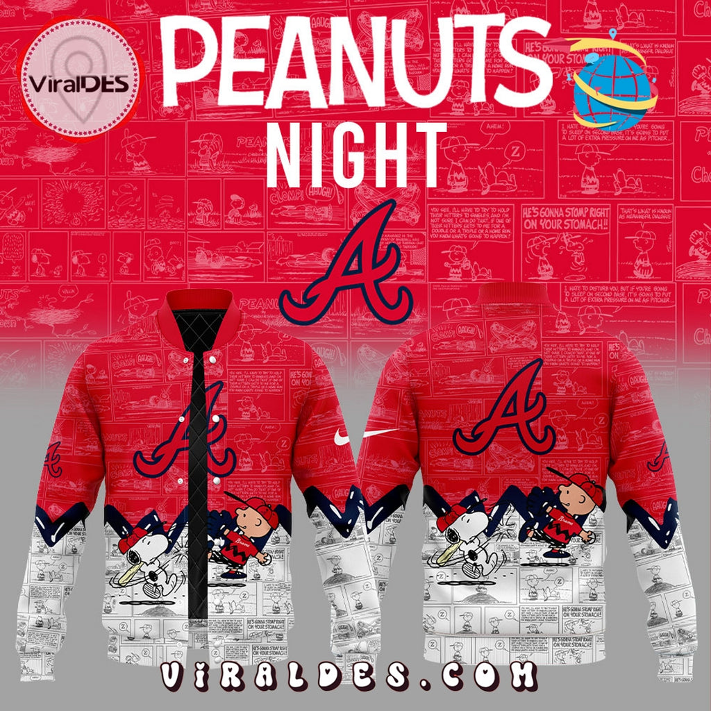 Atlanta Braves 75th Anniversary Peanuts Red Baseball Jacket