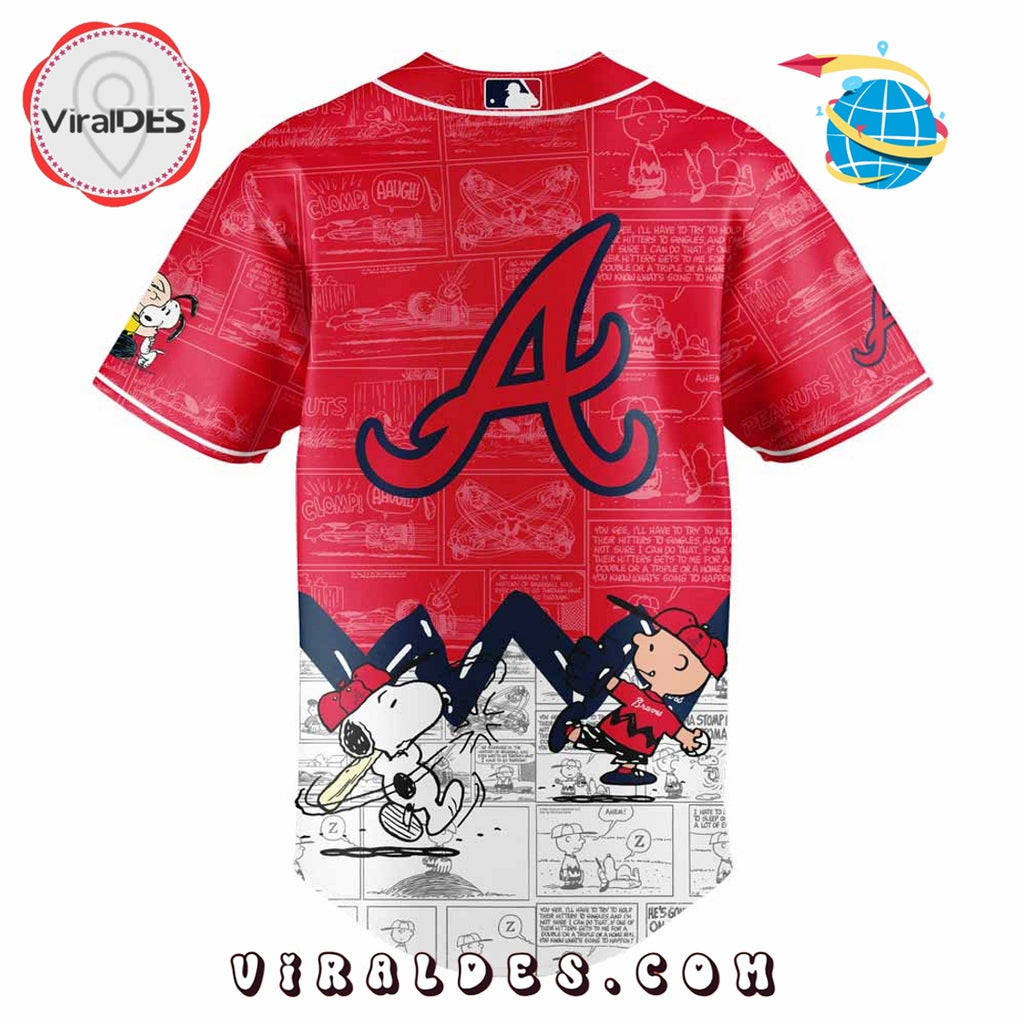 Atlanta Braves 75th Anniversary Peanuts Red Baseball Jersey