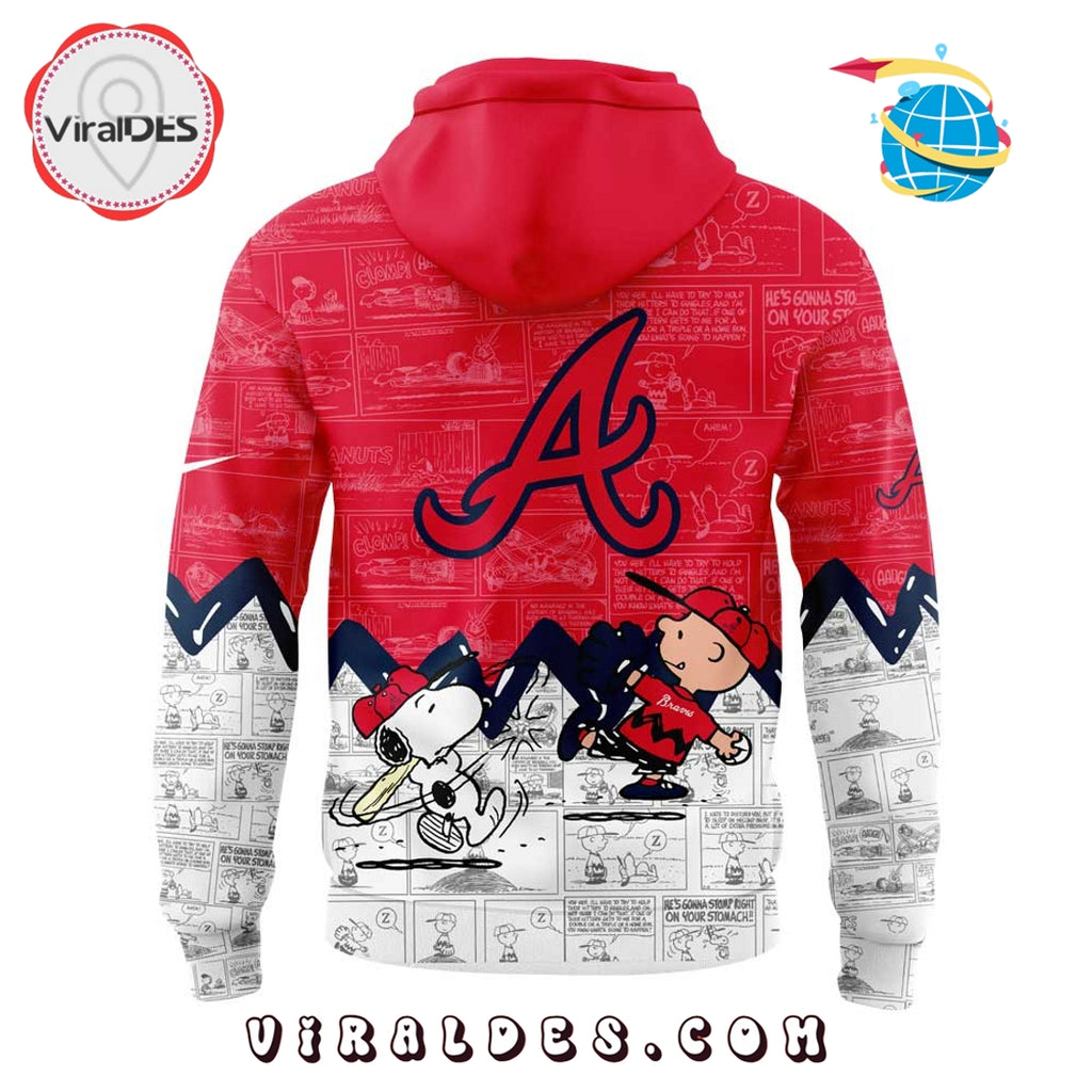 Atlanta Braves 75th Anniversary Peanuts Red Hoodie, Jogger, Cap