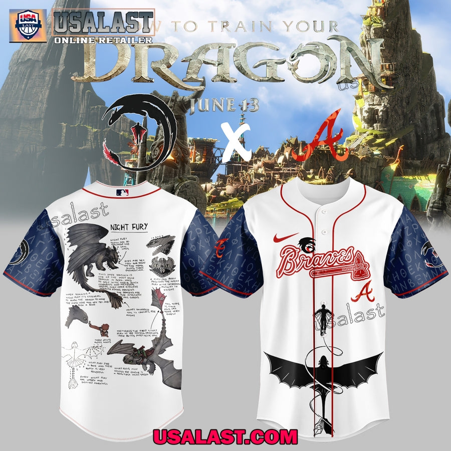 Atlanta Braves Night Fury Dragon Adult Kid Jersey Shirt