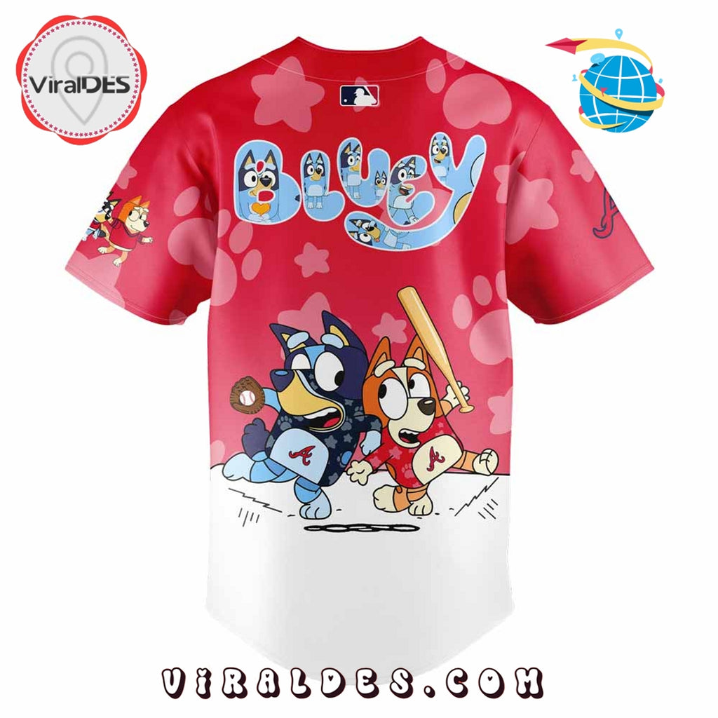 Atlanta Braves x Bluey and Bingo Red Baseball Jersey
