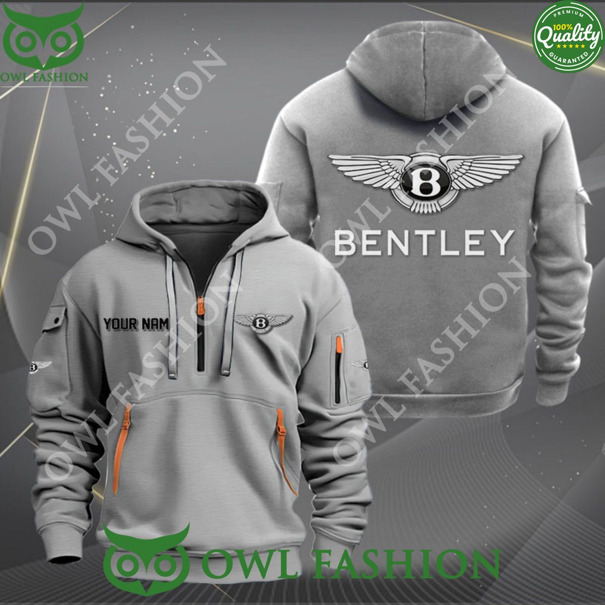 Bentley Automobile Brand Personalized 2d half zipper Hoodie