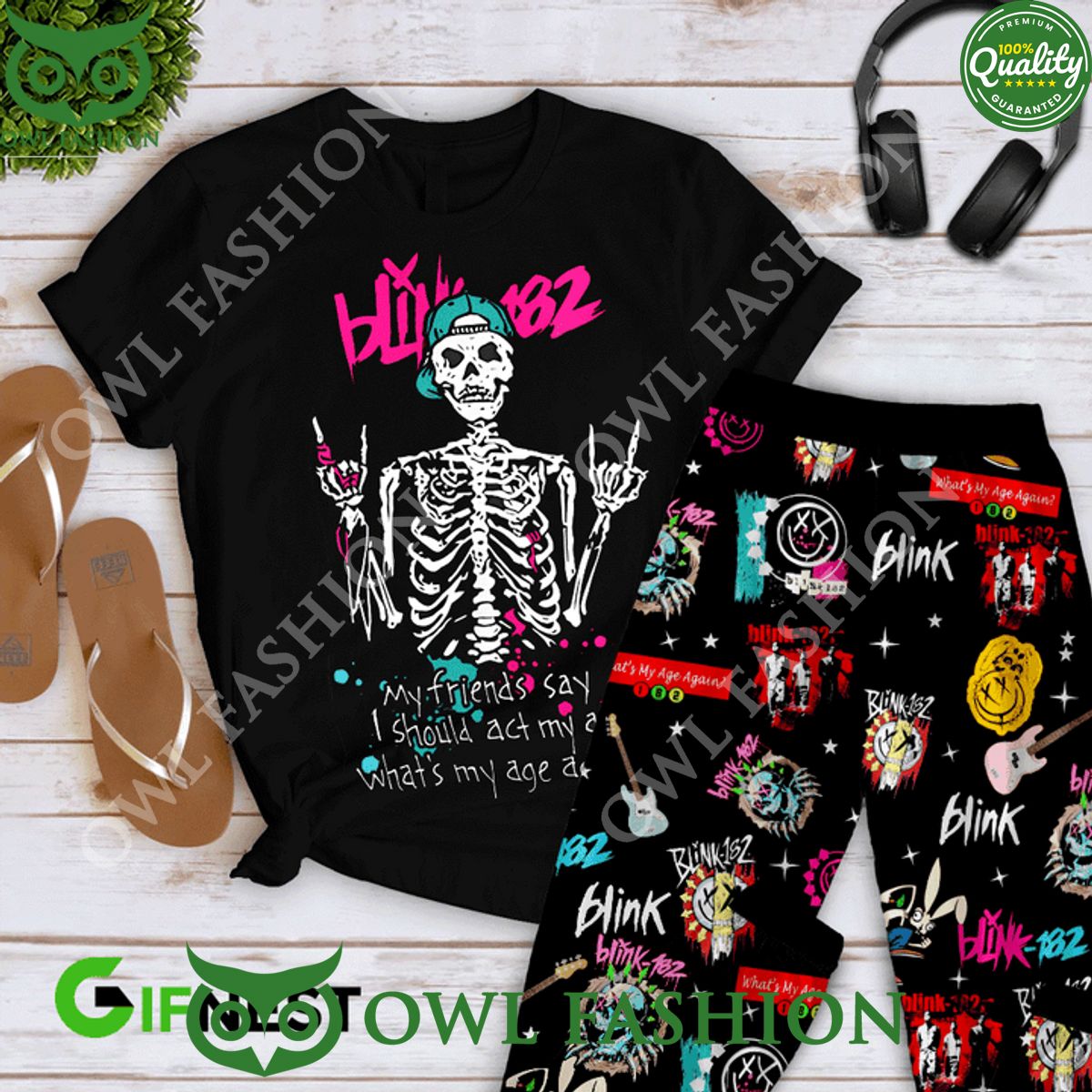Blink 182 Pajamas Rock band Skull set