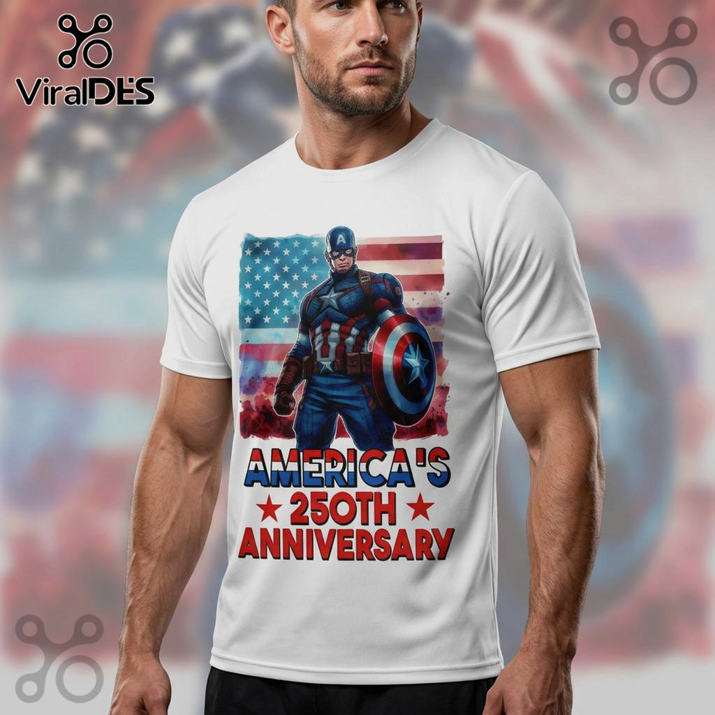 Captain America 250th Anniversary 3D Graphic Print T-Shirt