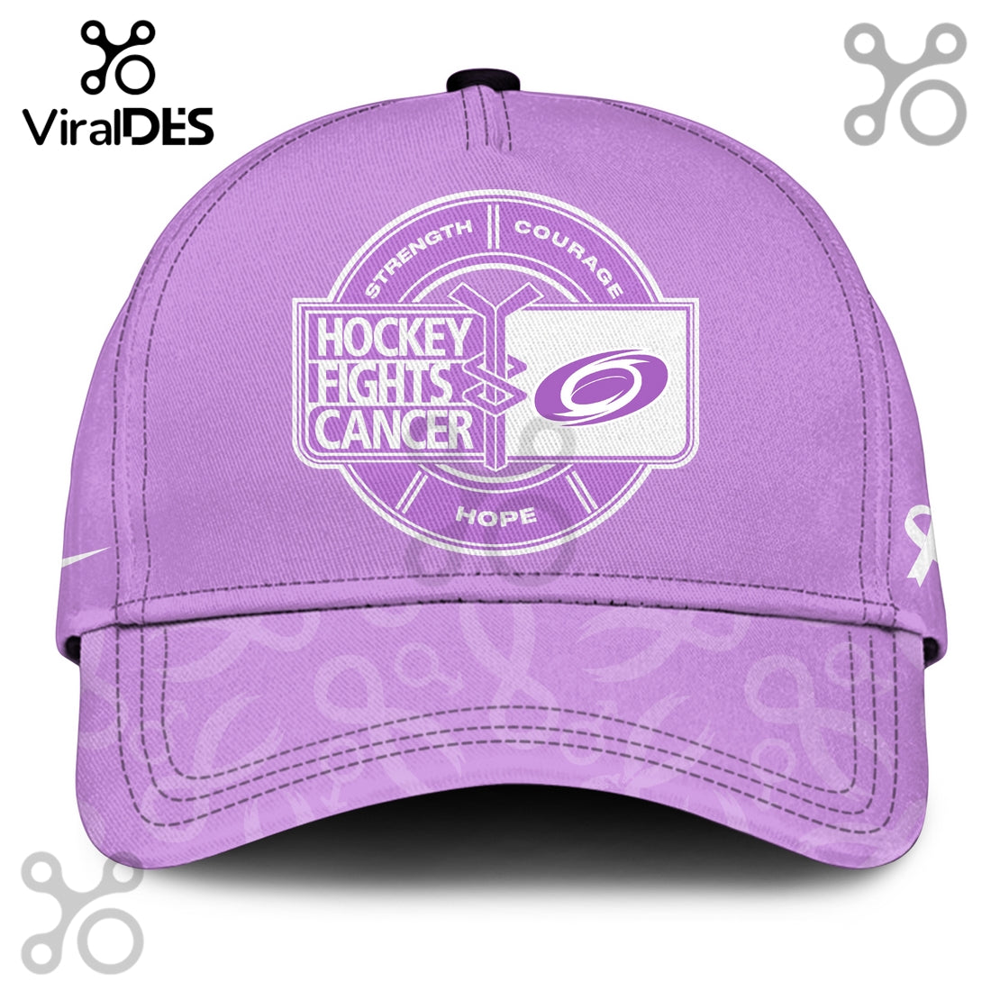 Carolina Hurricanes Hockey Fights Cancer Purple Ribbon Hoodie