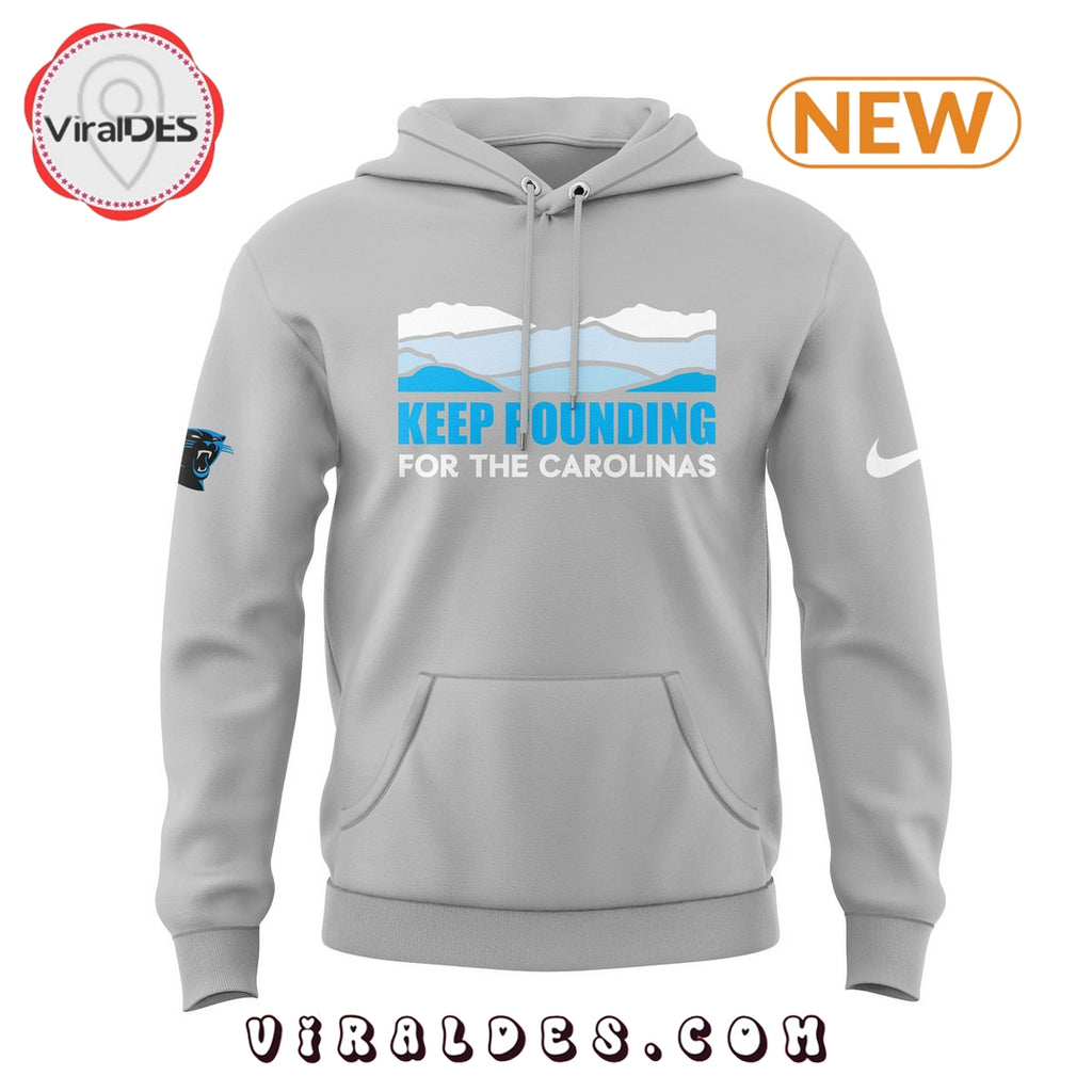 Carolina Panthers Keep Pounding Grey Hoodie, Jogger, Cap