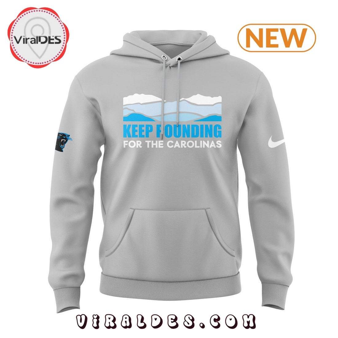 Carolina Panthers Keep Pounding Grey Hoodie, Jogger, Cap