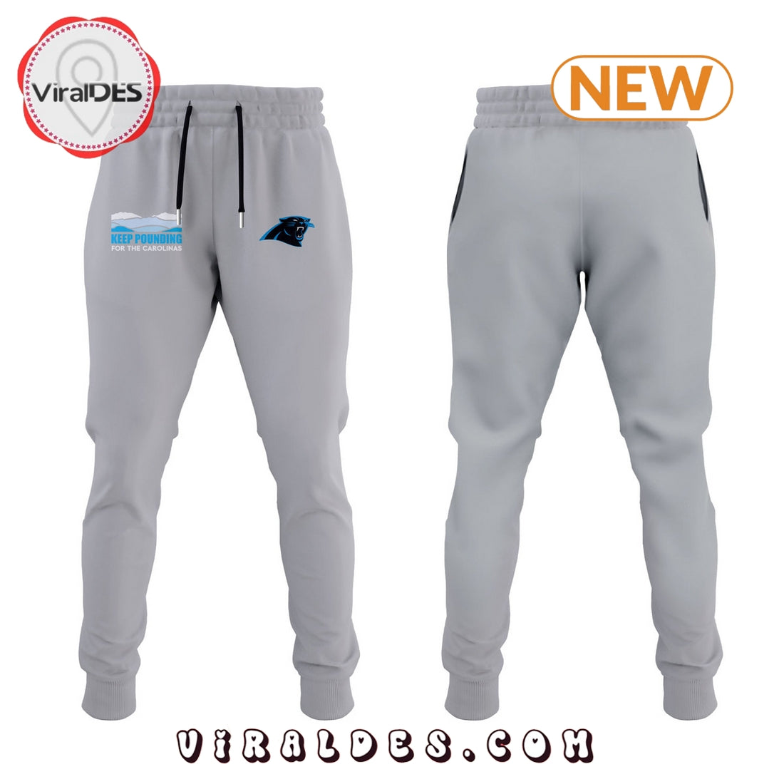 Carolina Panthers Keep Pounding Grey Hoodie, Jogger, Cap