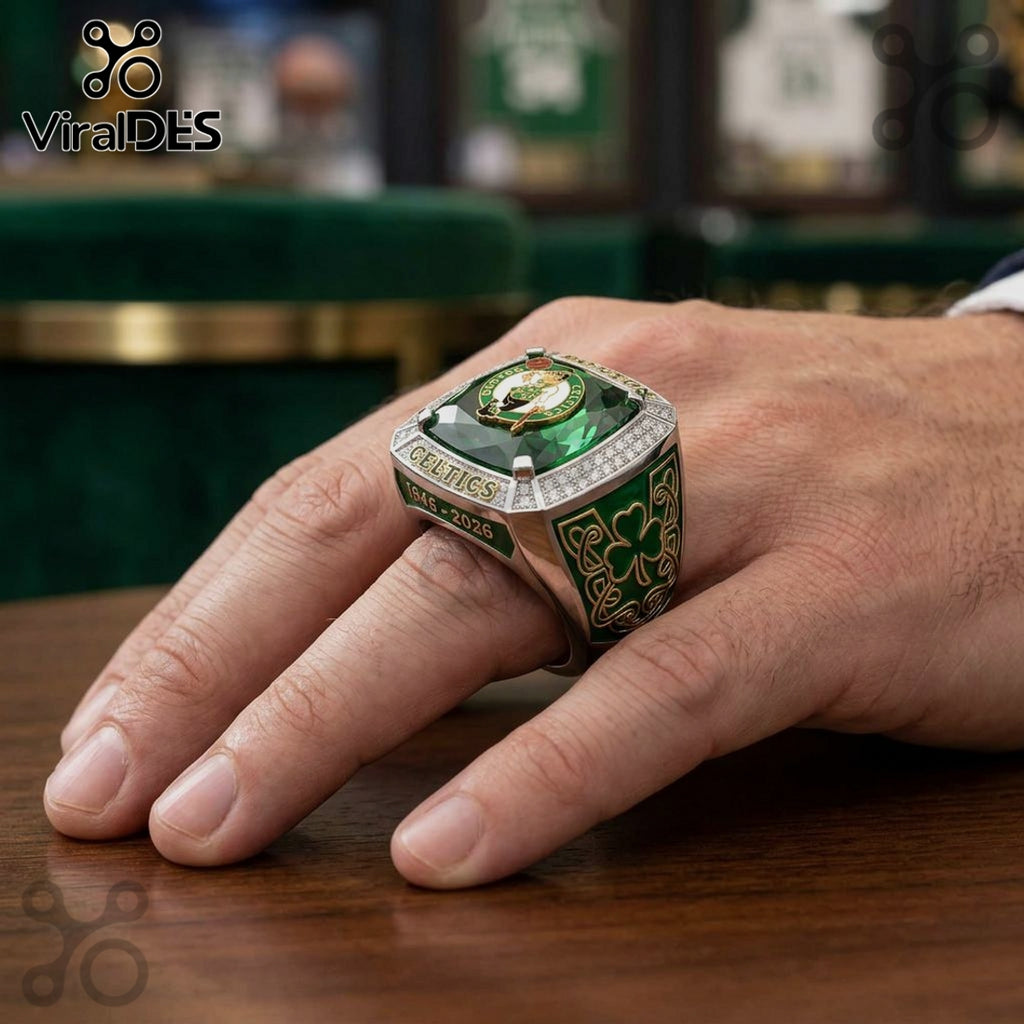 Celtics 1946-2026 Anniversary Ring Custom Engraved Name Premium Ring