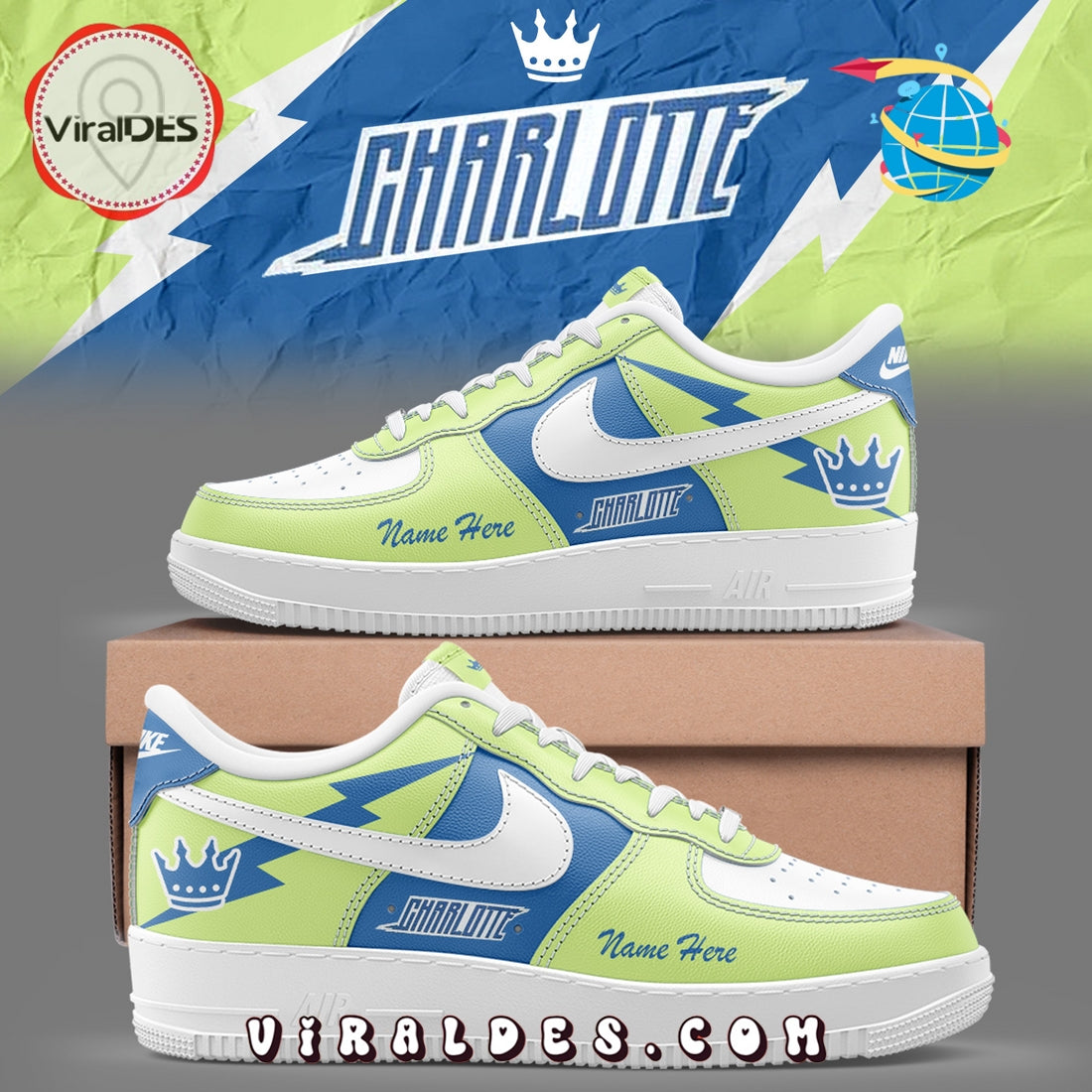 Charlotte FC Throwback Custom Air Force 1 Sneakers
