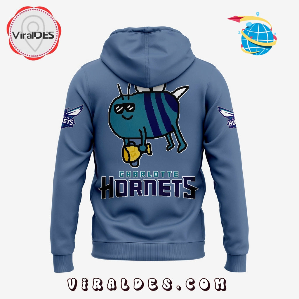 Charlotte Hornets New Bee Wins Logo Blue Hoodie, Long Pants