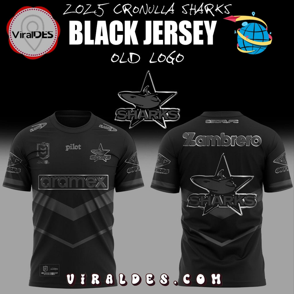 Cronulla Sharks Back In Black Old Logo Hoodie 2025