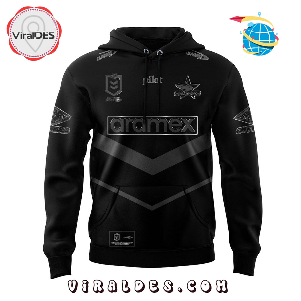 Cronulla Sharks Back In Black Old Logo Hoodie And Pants