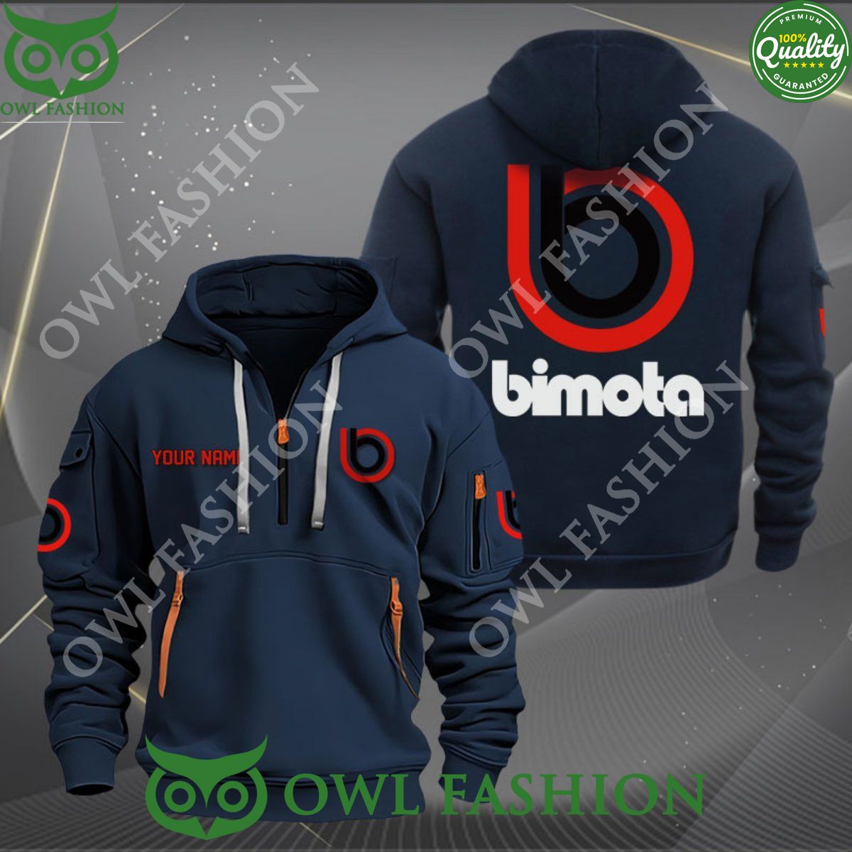 Custom name Bimota Motorcycles Italian 1973 Quarter zip hoodie
