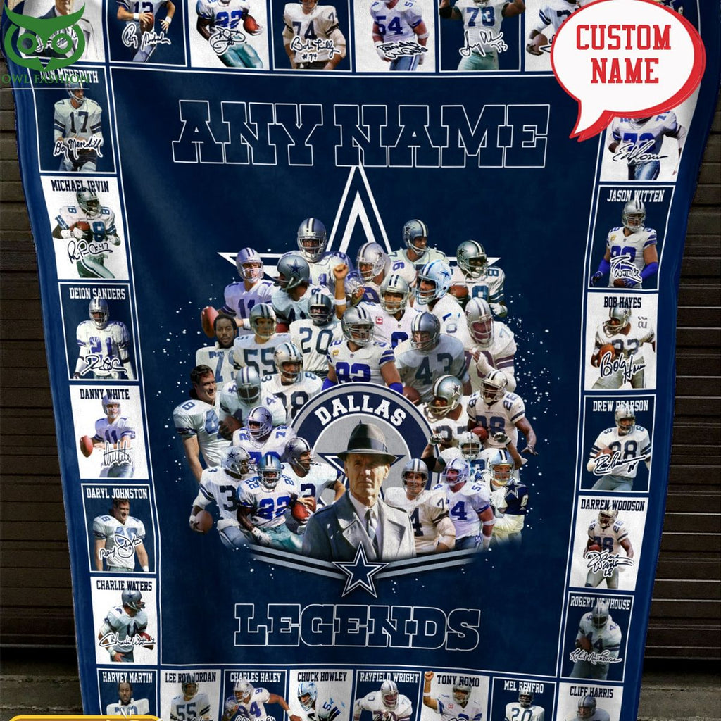 Custom Name Dallas Cowboys DC Legends Fleece Blanket Shop Owl Fashion