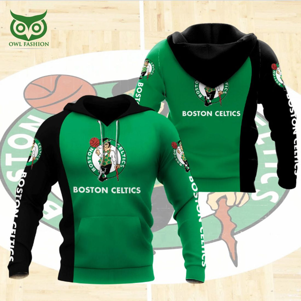 Custom Name Number Boston Celtics NBA Green Black 3D Hoodie