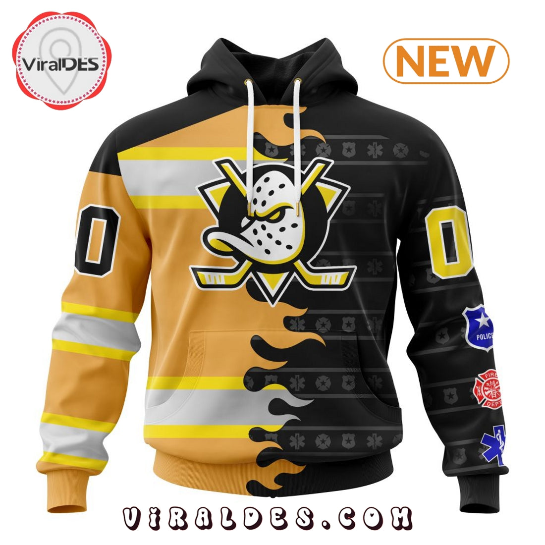 Custom NHL Anaheim Ducks 2025 First Responders Hoodie