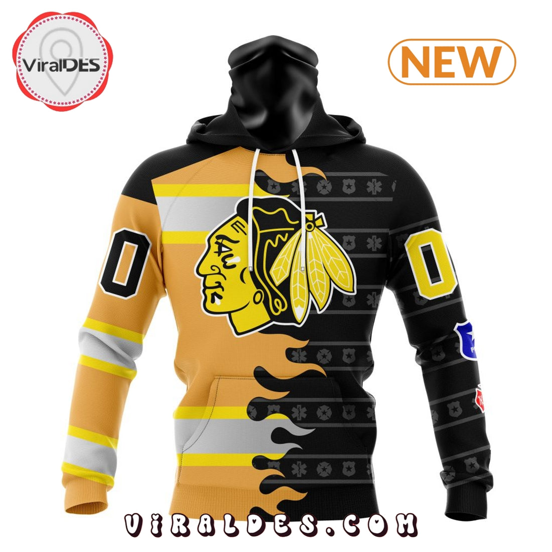 Custom NHL Chicago Blackhawks 2025 First Responders Hoodie