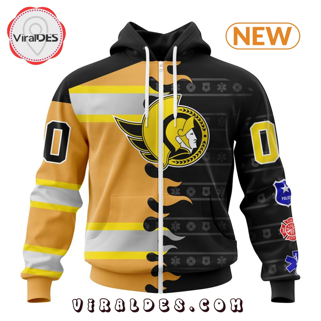Custom NHL Ottawa Senators 2025 First Responders Hoodie