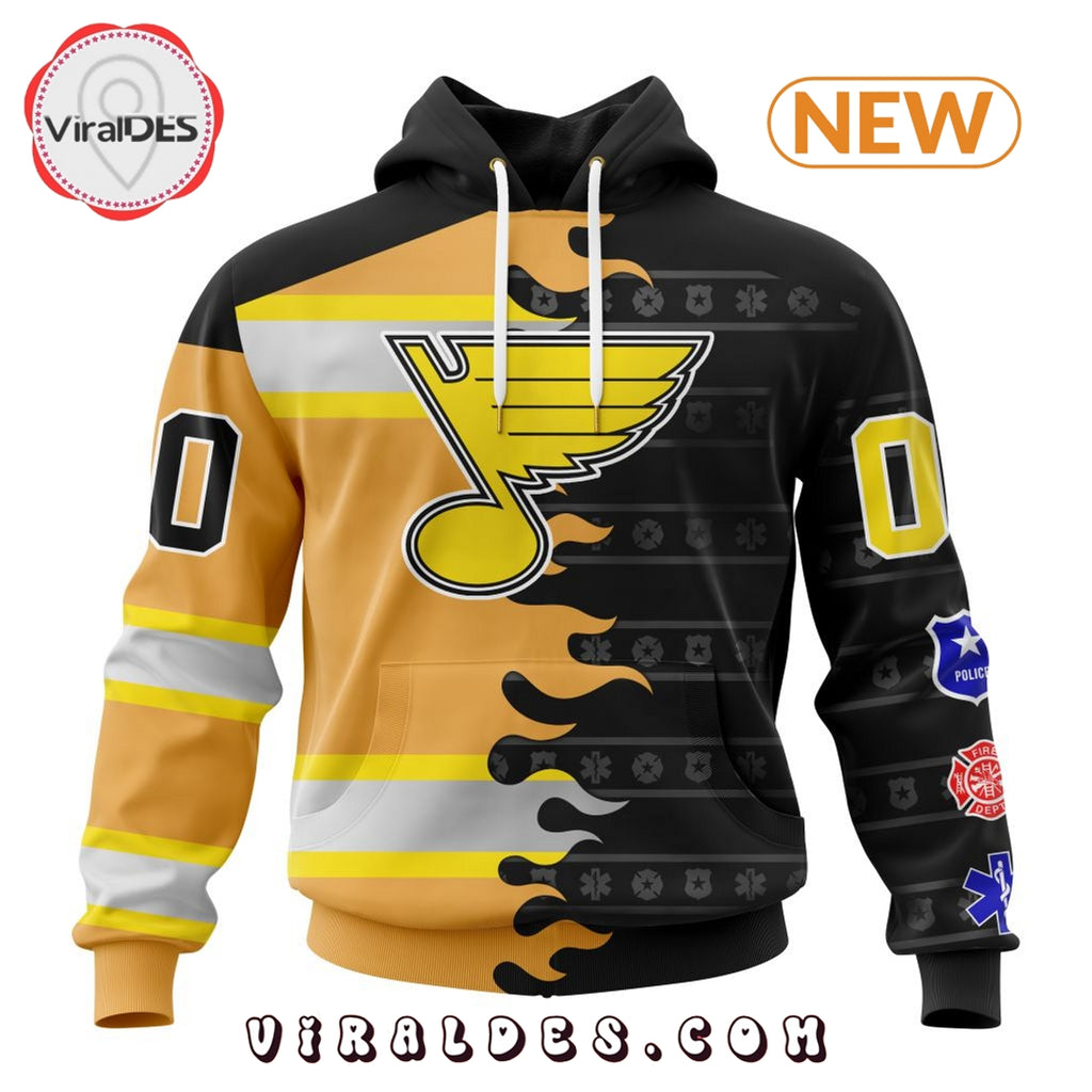 Custom NHL St. Louis Blues 2025 First Responders Hoodie