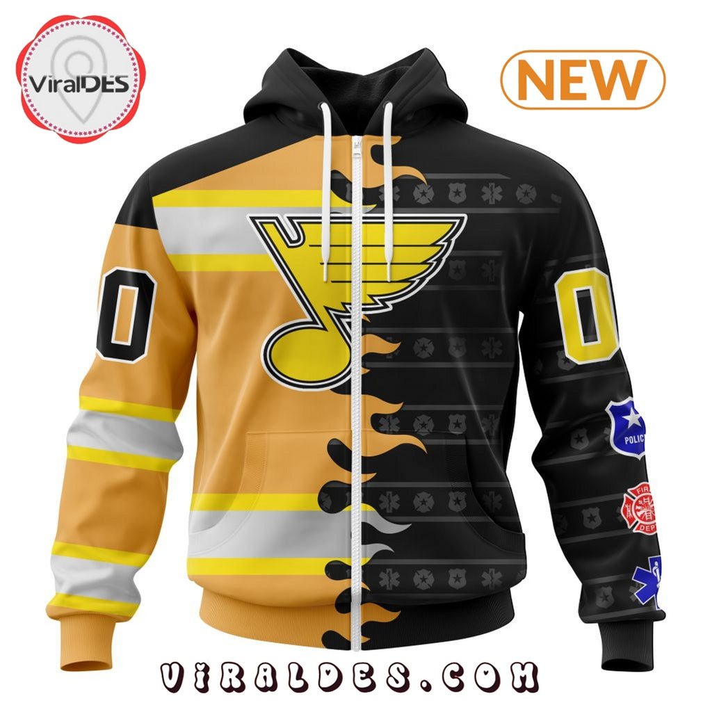 Custom NHL St. Louis Blues 2025 First Responders Hoodie
